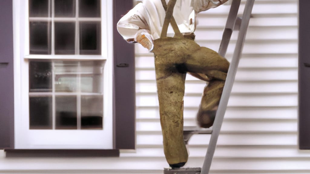 Man climbing ladder on Prince George, Virginia home to replace roof