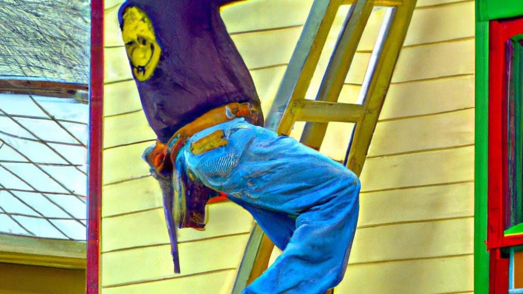 Man climbing ladder on Princeton, Minnesota home to replace roof