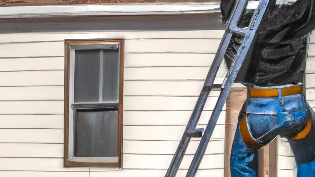 Man climbing ladder on Ralston, Nebraska home to replace roof