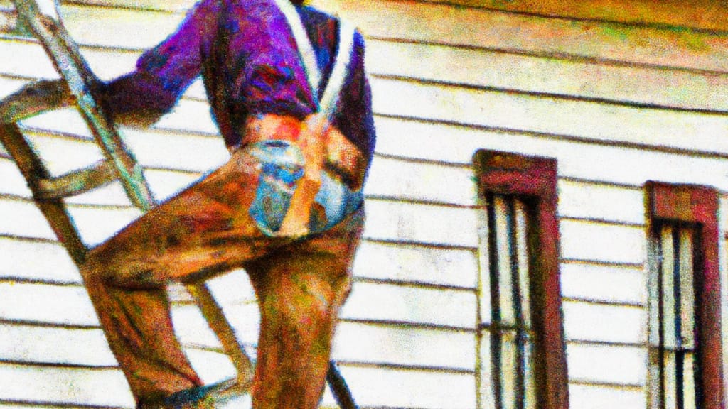 Man climbing ladder on Raytown, Missouri home to replace roof