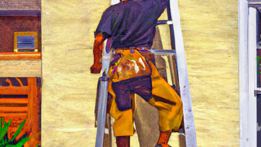Man climbing ladder on Reseda, California home to replace roof