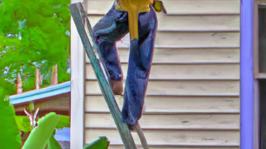Man climbing ladder on River Ridge, Louisiana home to replace roof