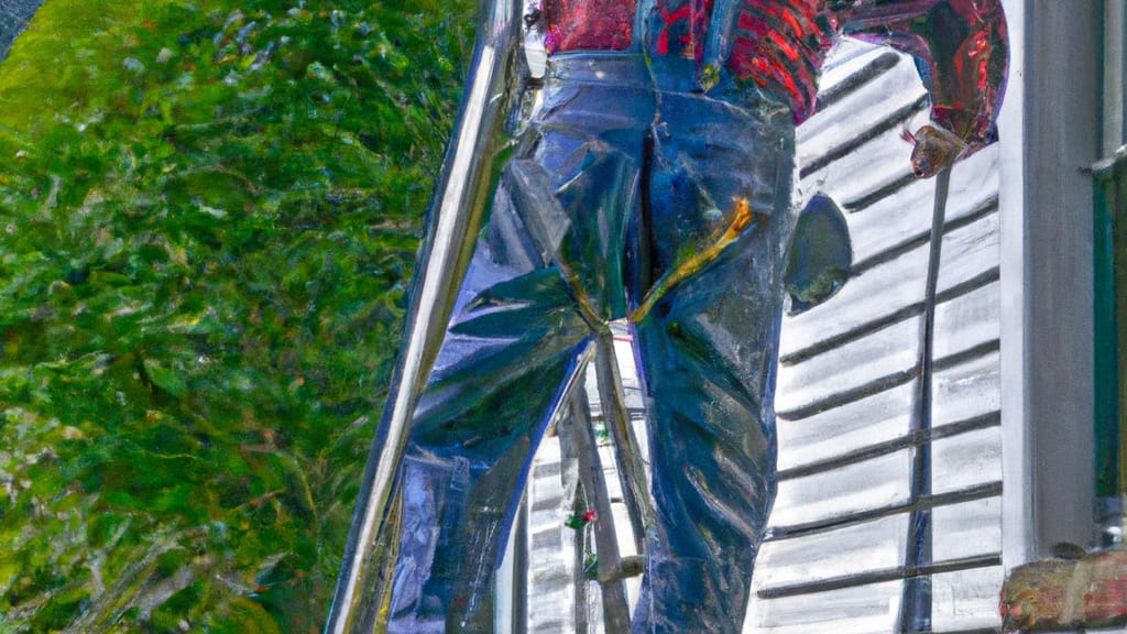 Man climbing ladder on Rougemont, North Carolina home to replace roof