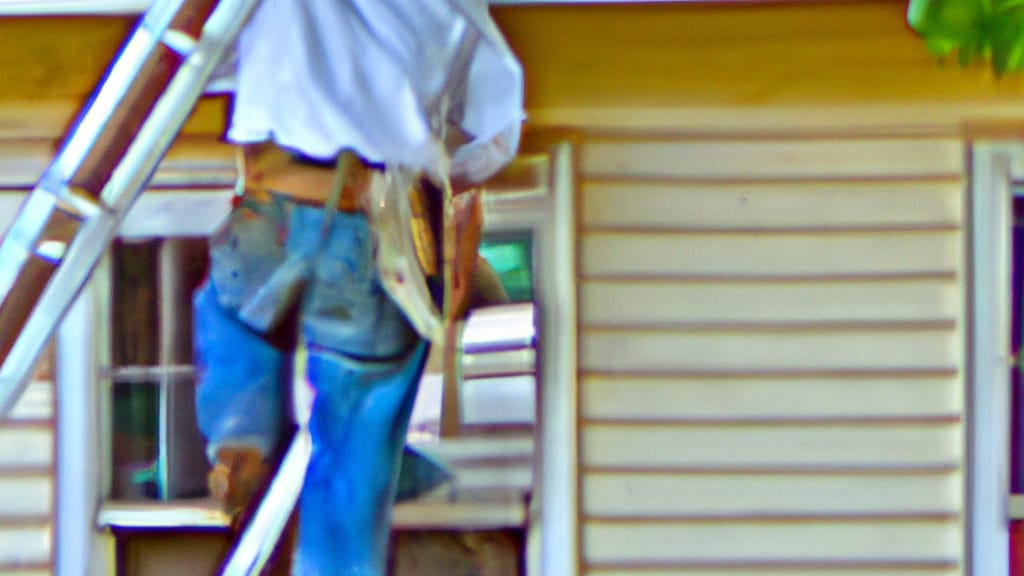 Man climbing ladder on Saginaw, Texas home to replace roof