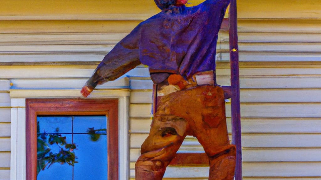 Man climbing ladder on San Martin, California home to replace roof