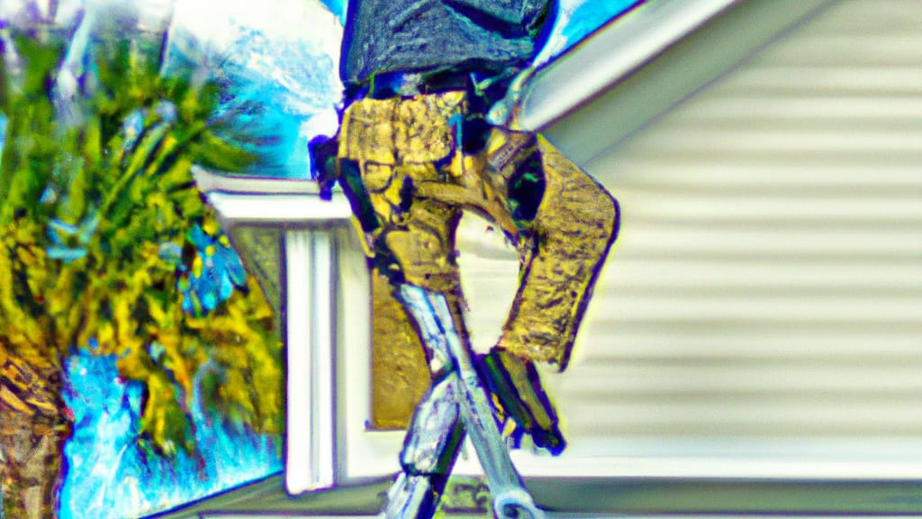 Man climbing ladder on Santa Rosa Beach, Florida home to replace roof