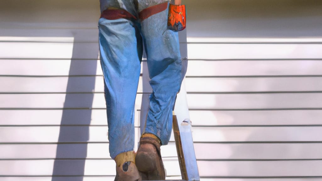 Man climbing ladder on Shenandoah, Texas home to replace roof