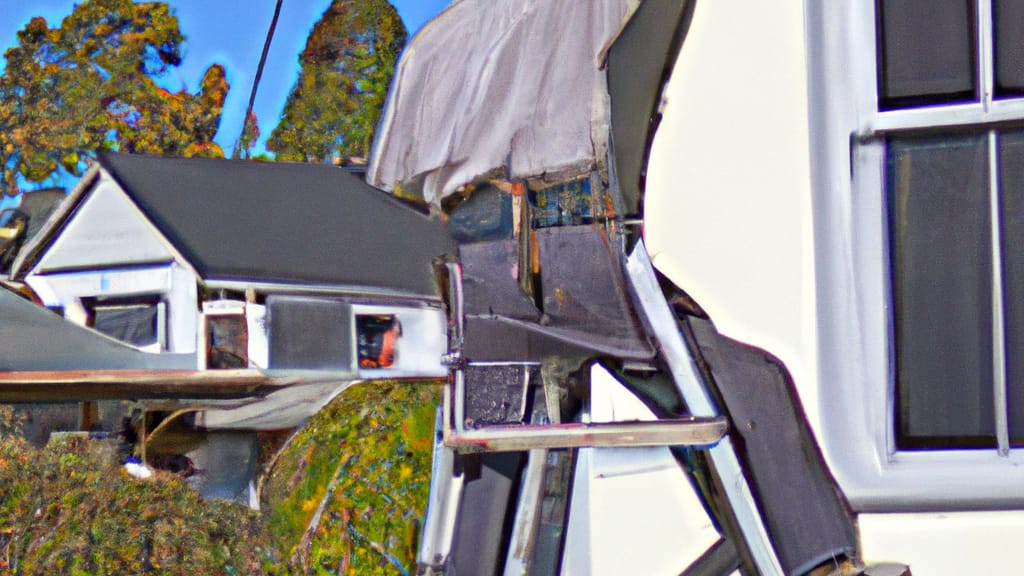 Man climbing ladder on Shingle Springs, California home to replace roof