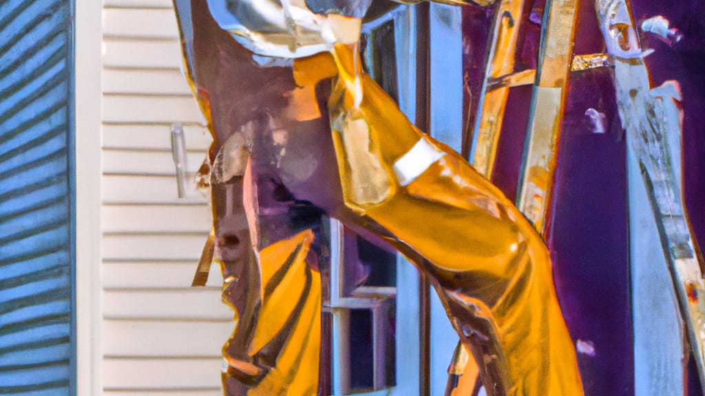 Man climbing ladder on Sinking Spring, Pennsylvania home to replace roof