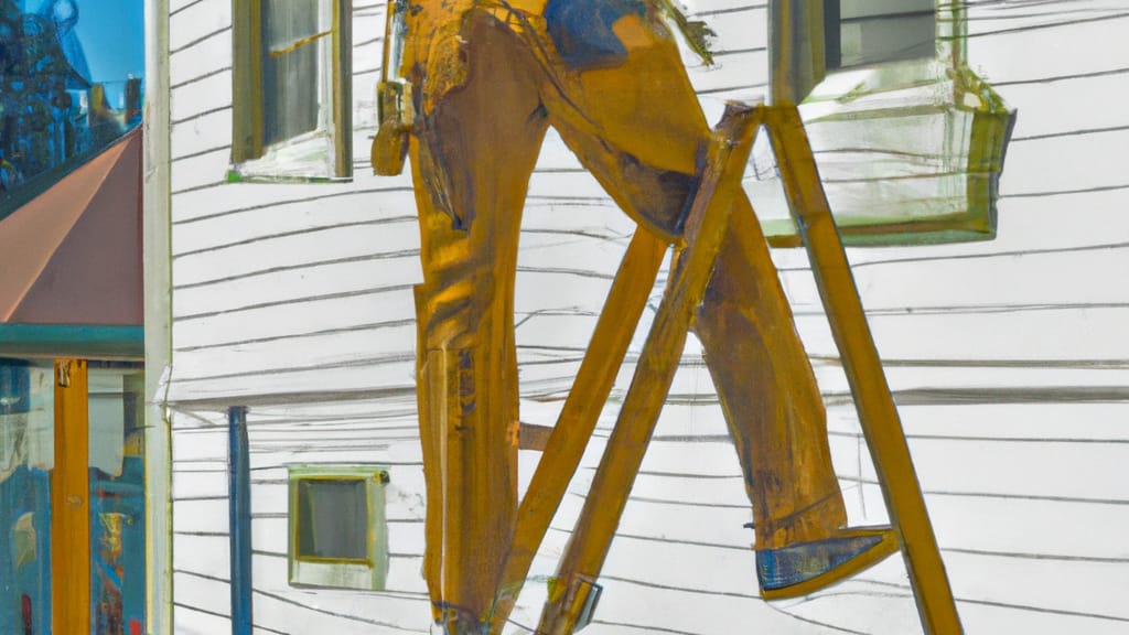 Man climbing ladder on South Bend, Washington home to replace roof