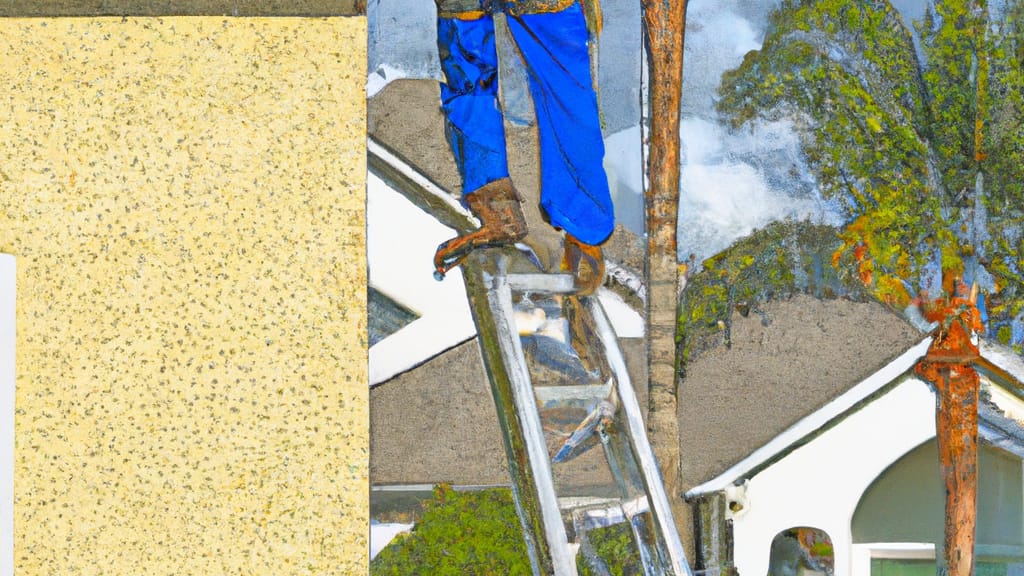 Man climbing ladder on Southwest Ranches, Florida home to replace roof
