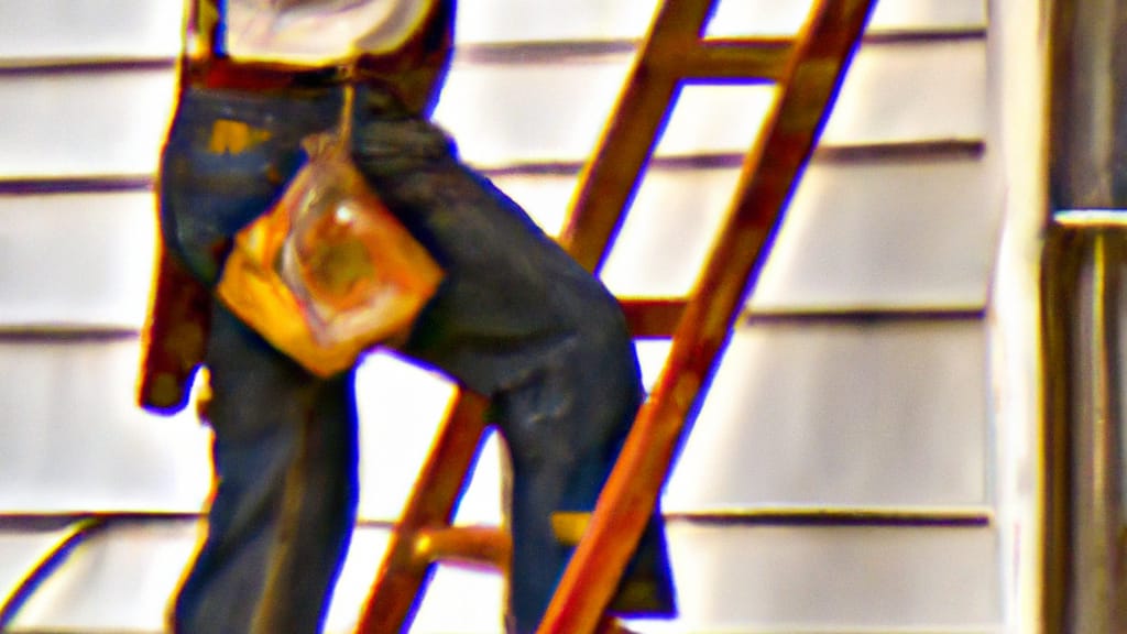 Man climbing ladder on St Paul, Texas home to replace roof