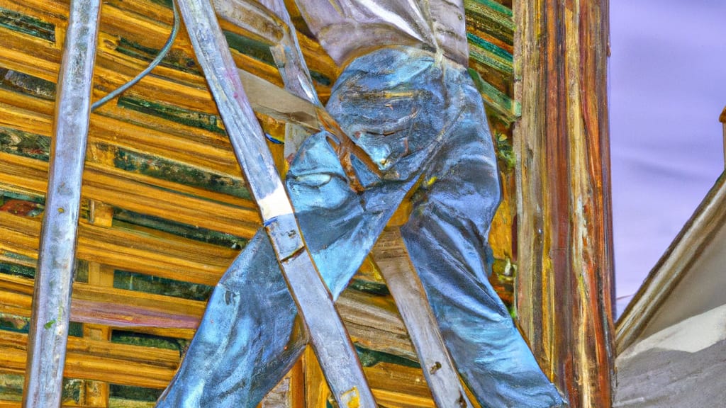 Man climbing ladder on Star, Idaho home to replace roof