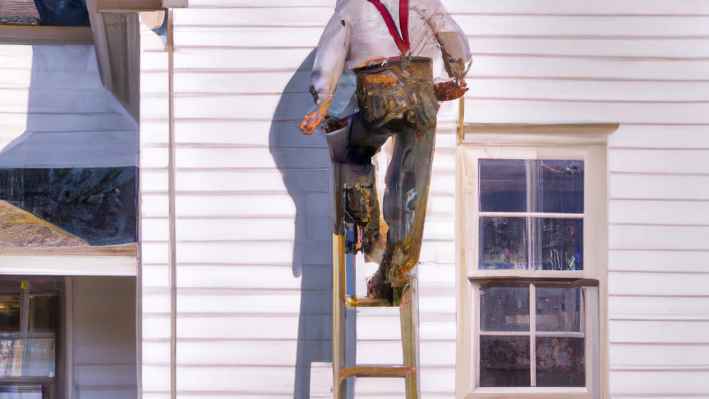 Man climbing ladder on Strasburg, Pennsylvania home to replace roof