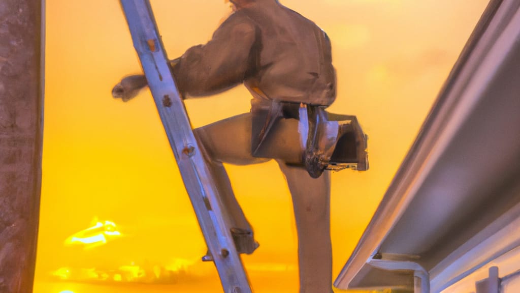 Man climbing ladder on Sunrise, Florida home to replace roof