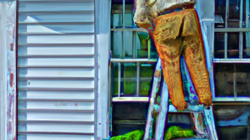 Man climbing ladder on Swansboro, North Carolina home to replace roof