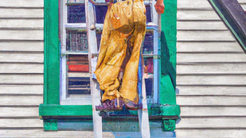 Man climbing ladder on Townsend, Delaware home to replace roof