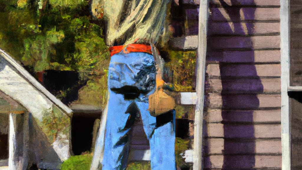 Man climbing ladder on Trafford, Alabama home to replace roof