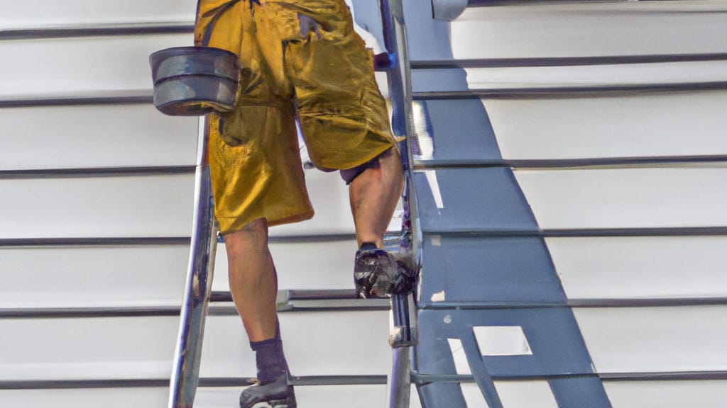 Man climbing ladder on Trappe, Maryland home to replace roof