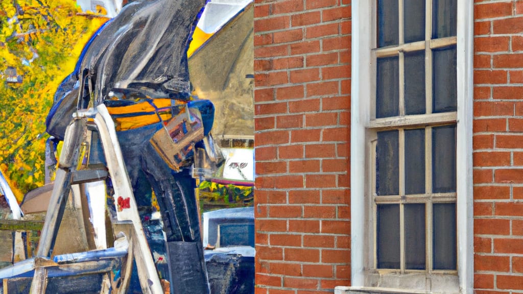 Man climbing ladder on Village Of Lakewood, Illinois home to replace roof