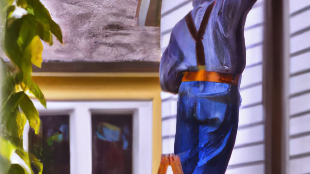 Man climbing ladder on Waterloo, Wisconsin home to replace roof