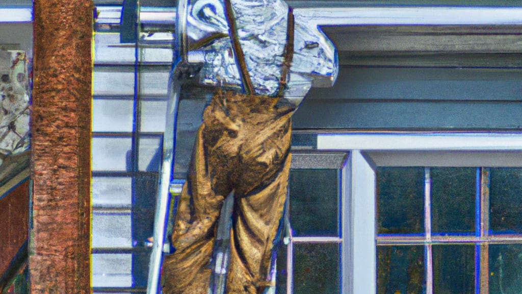 Man climbing ladder on Watervliet, Michigan home to replace roof