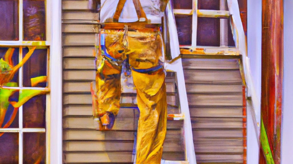 Man climbing ladder on Watkinsville, Georgia home to replace roof