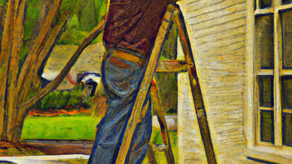 Man climbing ladder on West Park, Florida home to replace roof