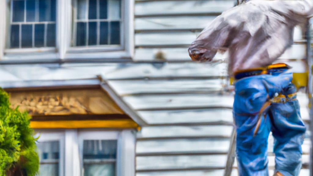Man climbing ladder on West Portsmouth, Ohio home to replace roof