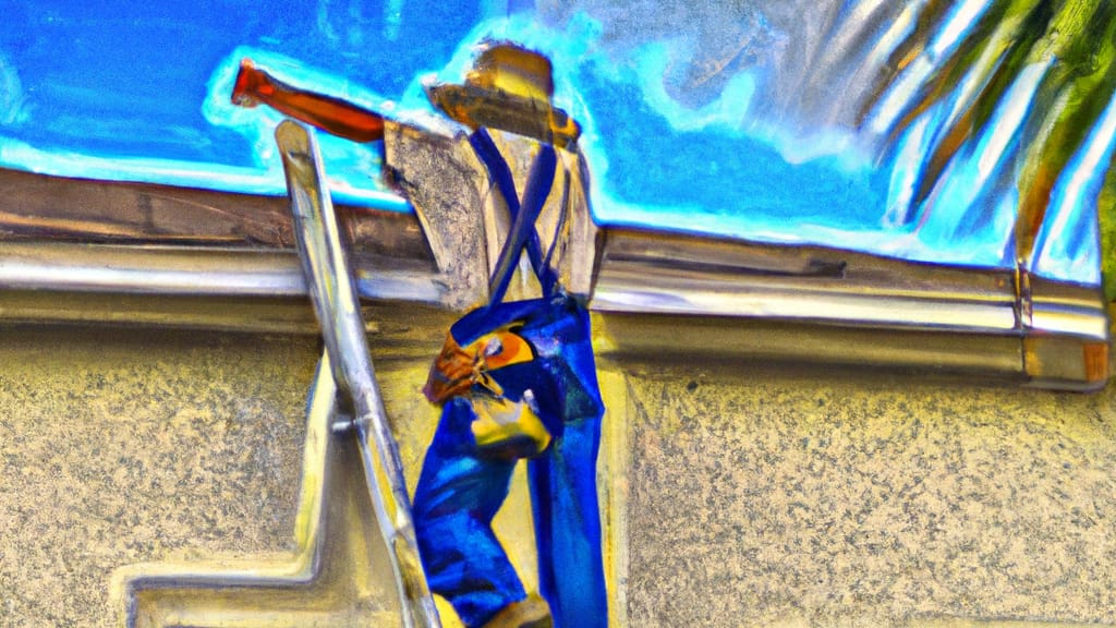 Man climbing ladder on Weston, Florida home to replace roof