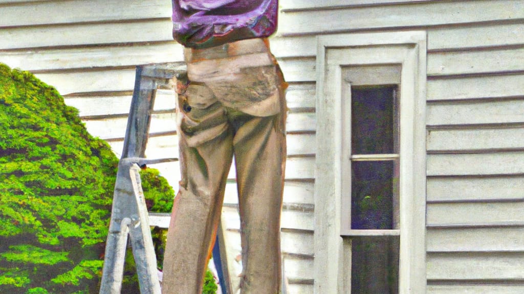 Man climbing ladder on Westville, New Jersey home to replace roof