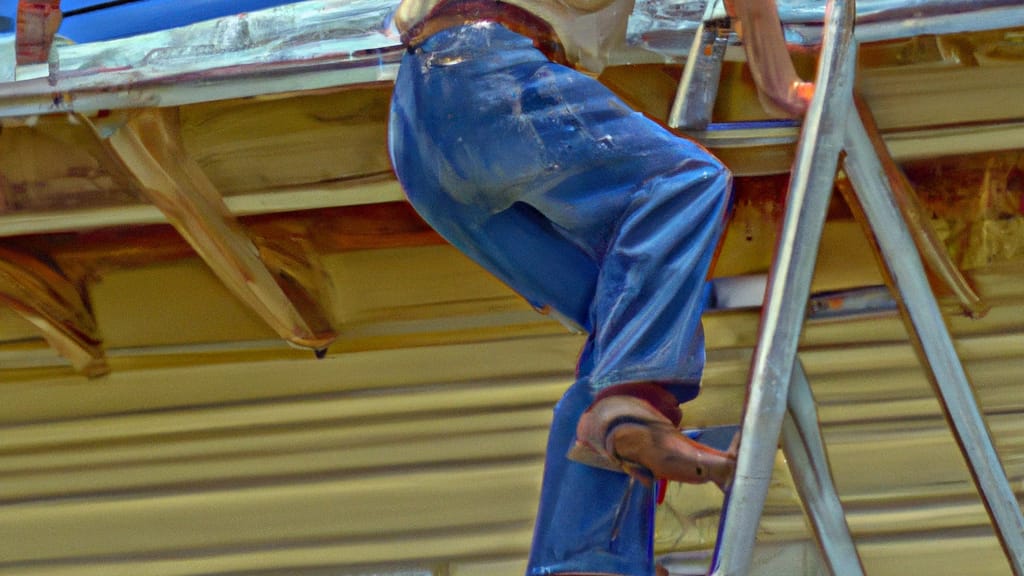 Man climbing ladder on Wills Point, Texas home to replace roof