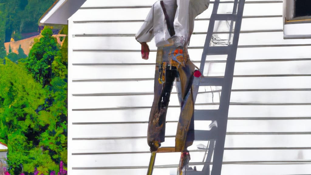 Man climbing ladder on Winthrop, Washington home to replace roof