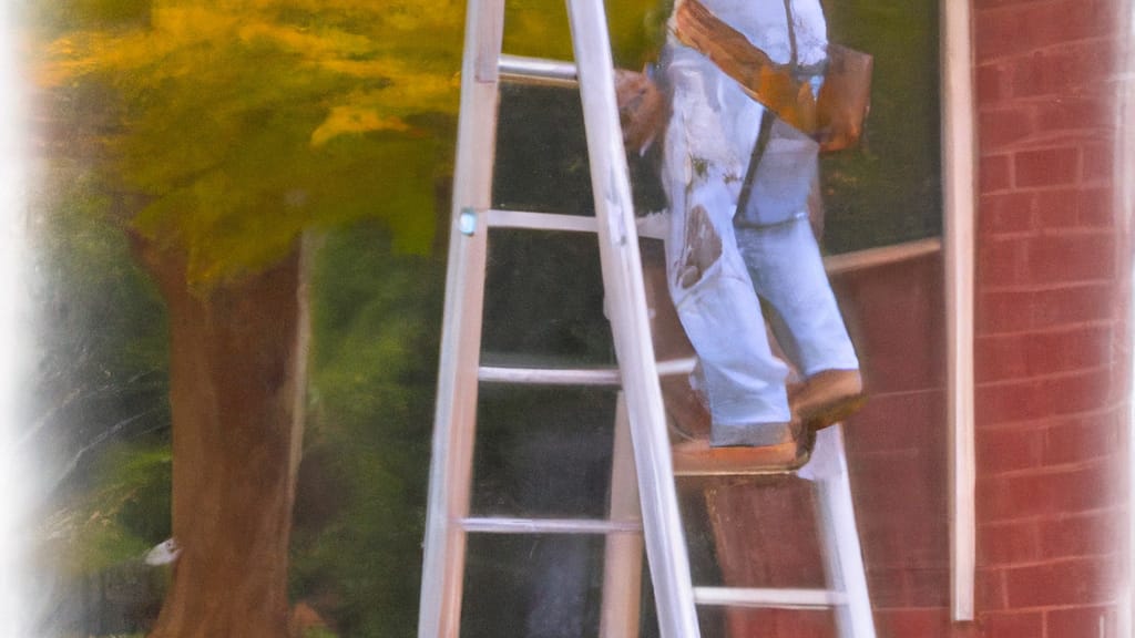 Man climbing ladder on Zionville, North Carolina home to replace roof