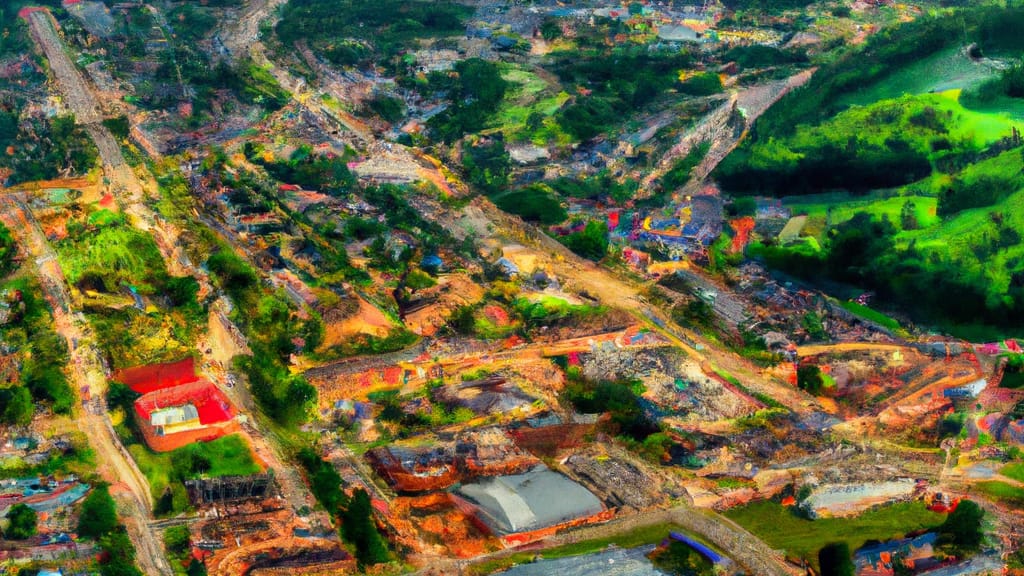 Scottsville, Kentucky painted from the sky