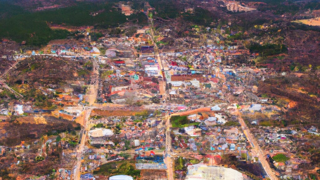 Sheridan, Arkansas painted from the sky