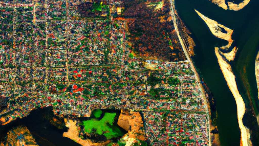 Southampton, New Jersey painted from the sky