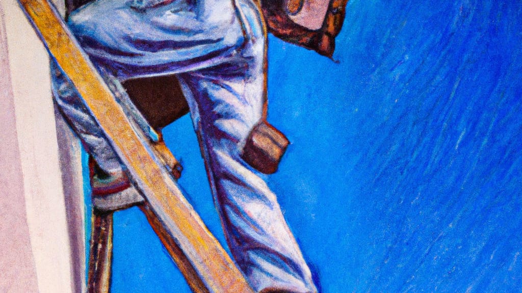Man climbing ladder on California home to replace roof