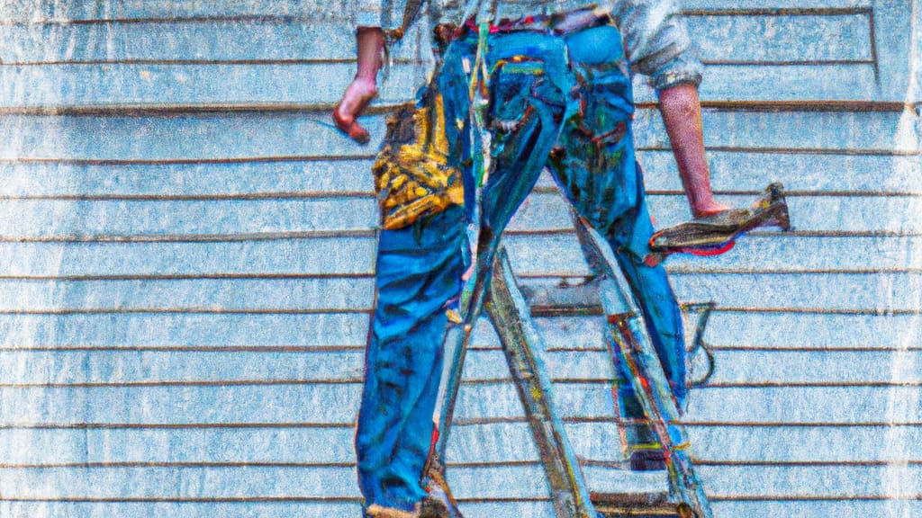 Man climbing ladder on New Hampshire home to replace roof