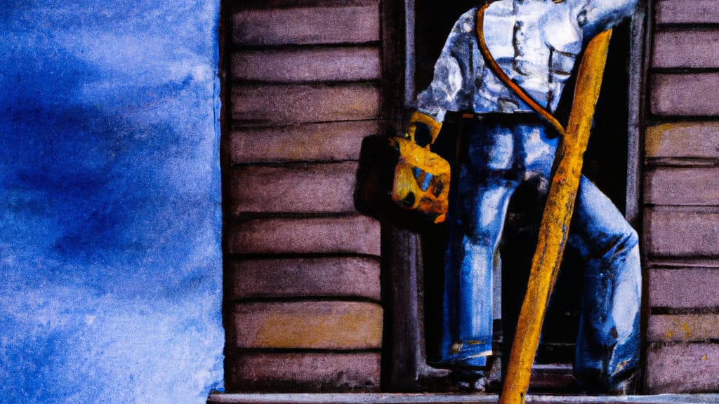 Man climbing ladder on New York home to replace roof