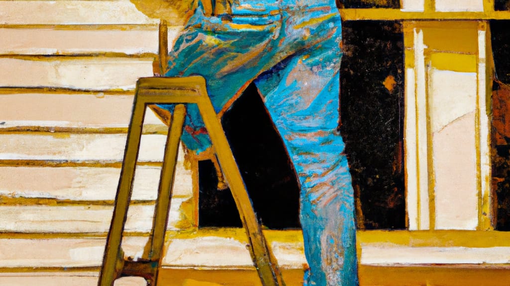 Man climbing ladder on North Carolina home to replace roof
