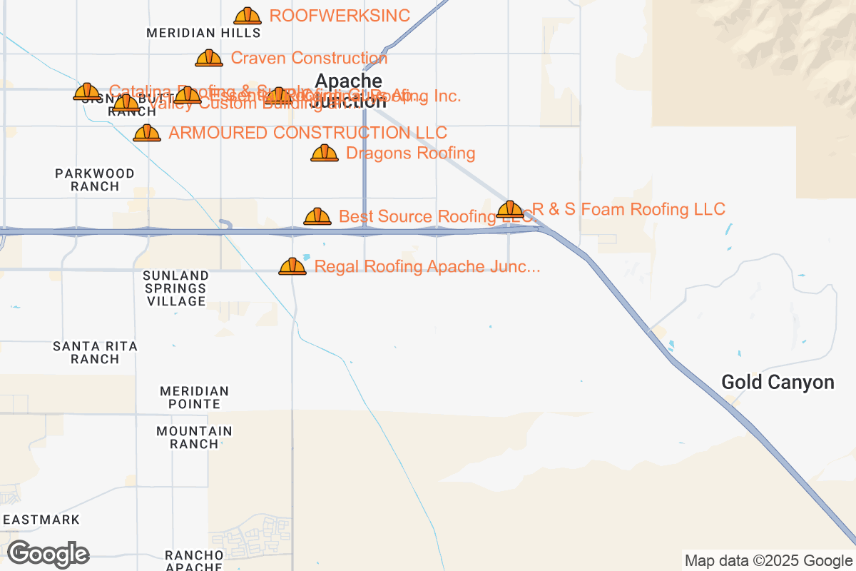 Map of Roofing Contractors in Apache Junction, Arizona