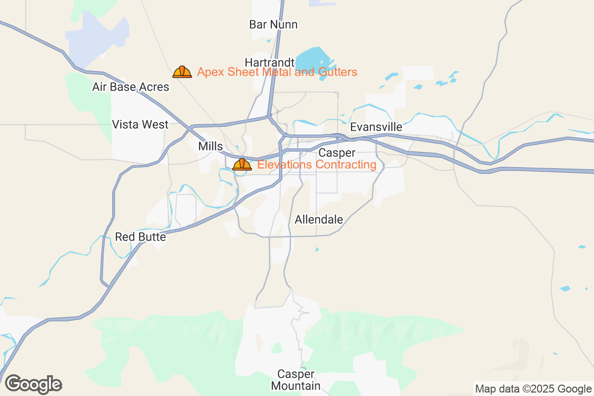 Map of Roofing Contractors in Casper, Wyoming