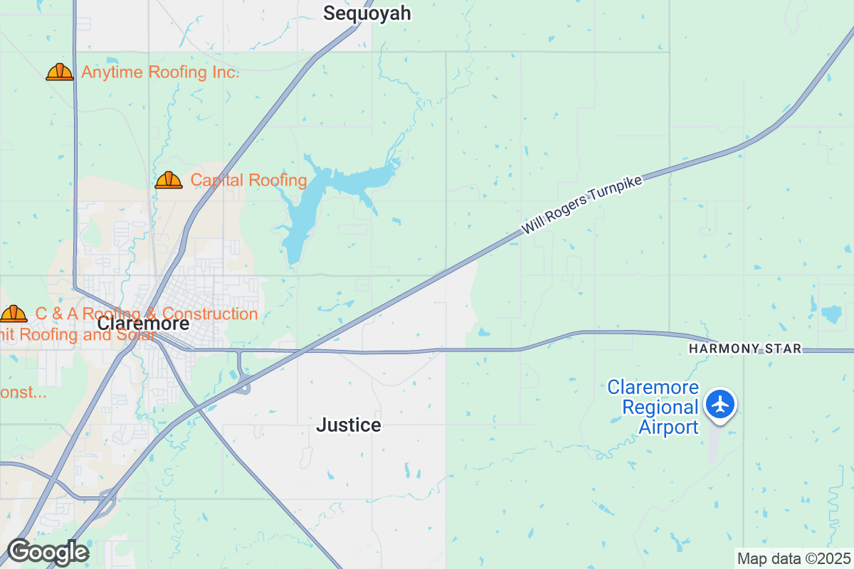 Map of Roofing Contractors in Claremore, Oklahoma