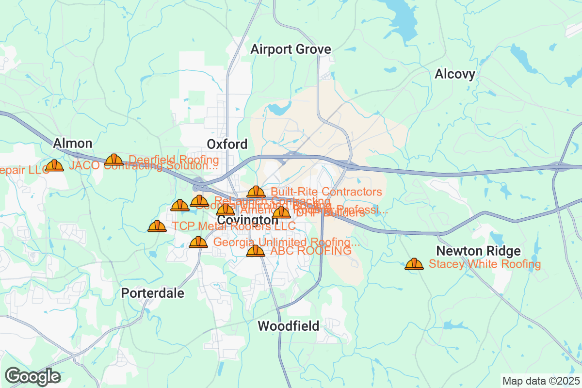 Map of Roofing Contractors in Covington, Georgia