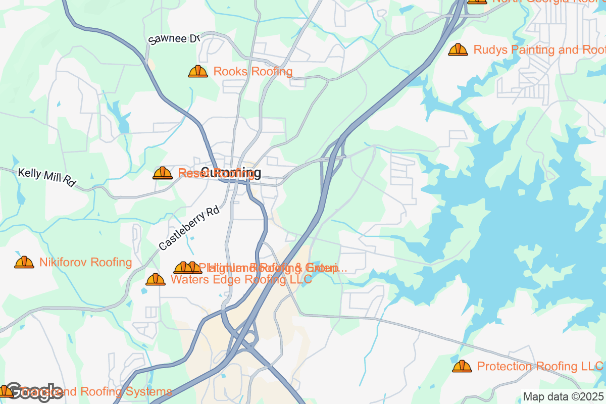 Map of Roofing Contractors in Cumming, Georgia