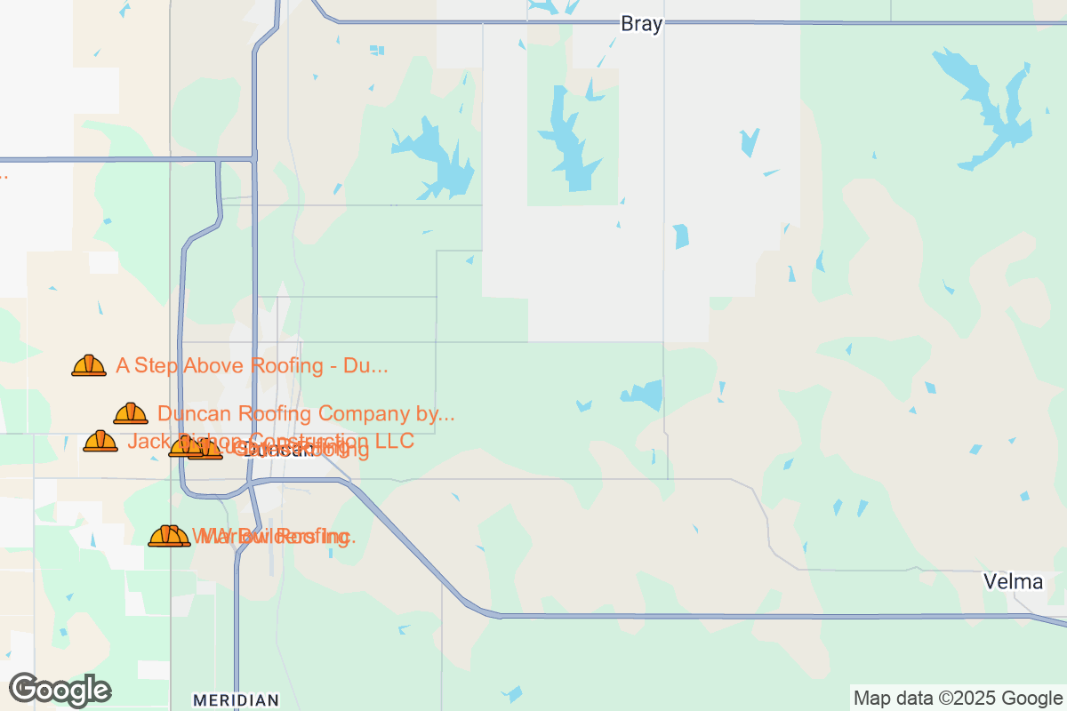 Map of Roofing Contractors in Duncan, Oklahoma