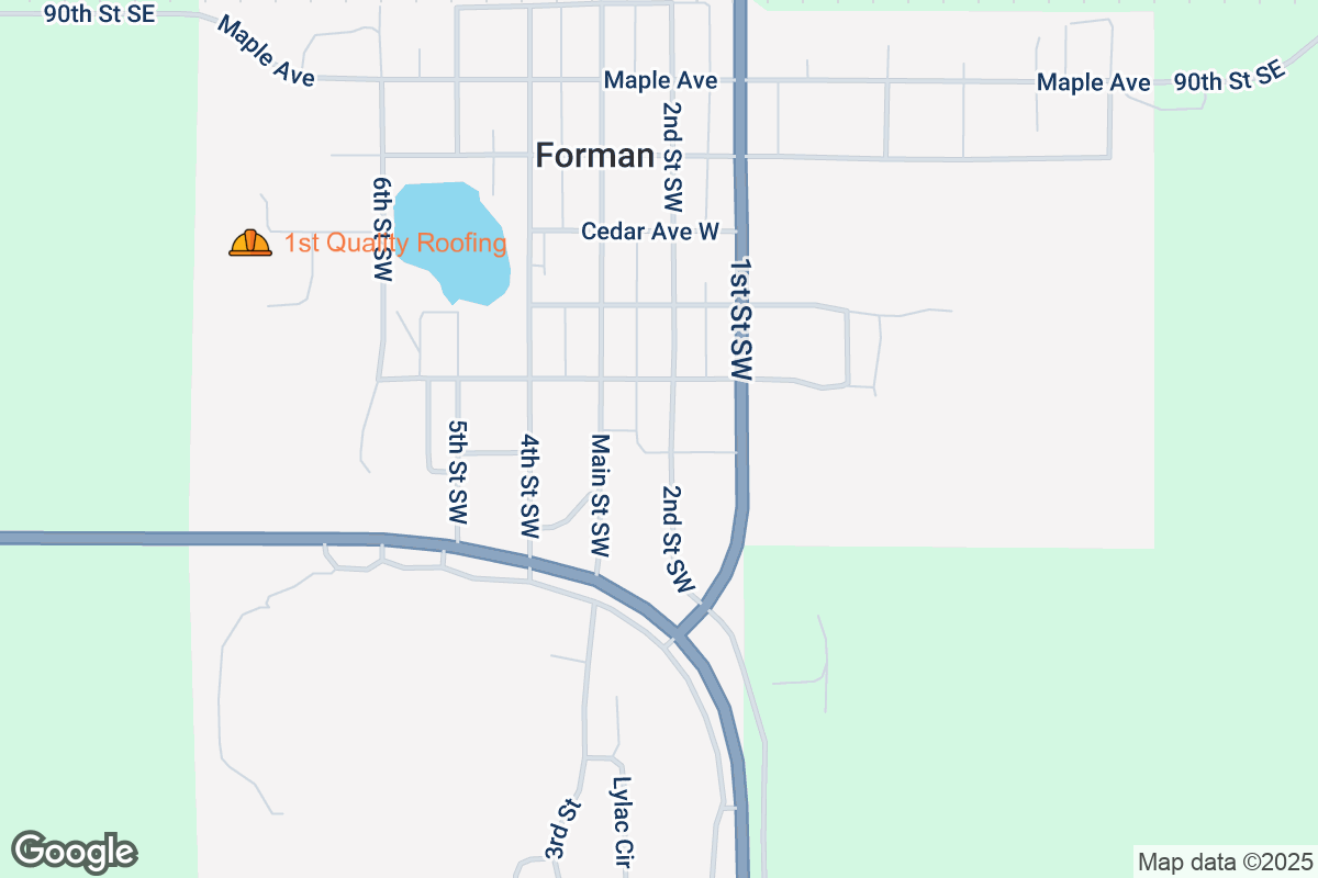 Map of Roofing Contractors in Forman, North Dakota