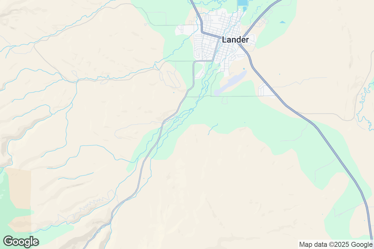 Map of Roofing Contractors in Lander, Wyoming