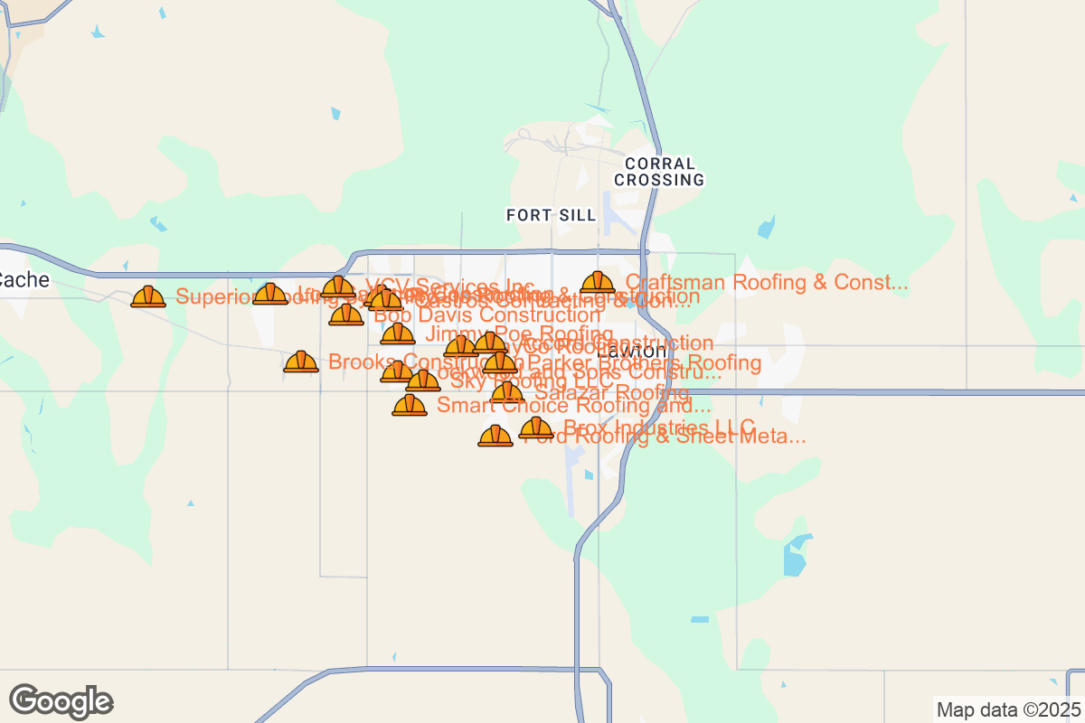 Map of Roofing Contractors in Lawton, Oklahoma